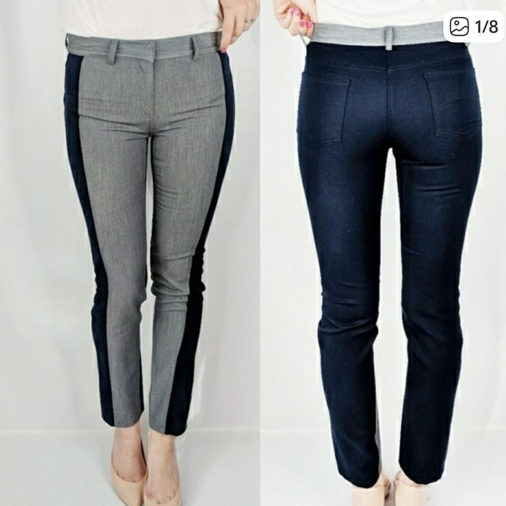 Anthropologie Hutch Skinny Pants Gray/Navy Blue 8